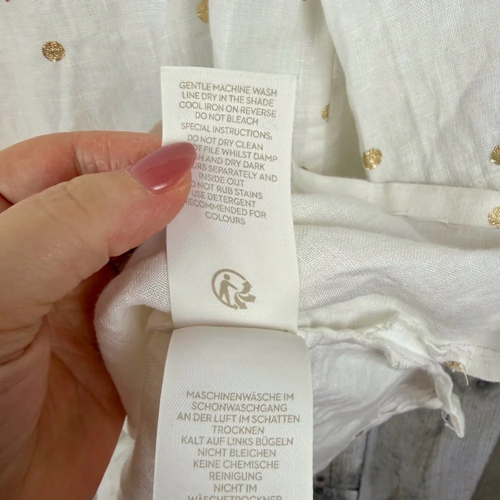 Boden Evangeline Tunic in White Linen Polka Dot Size 8 Regular. - Picture 7 of 16